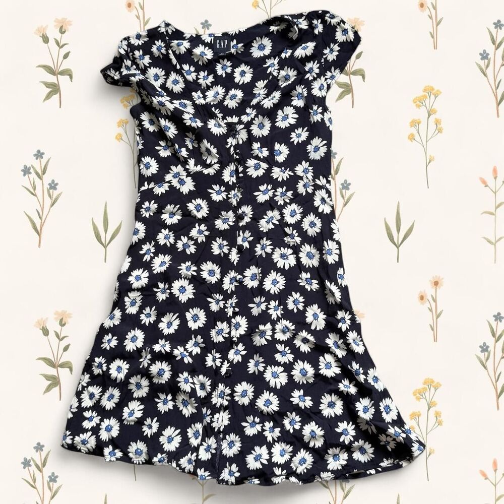 GAP 90s Archive Reissue Daisy Print Button-Front Mini Dress 0